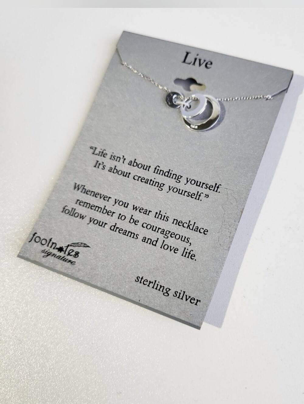 NWT Sterling Silver Inspire LIVE Necklace “Footnotes”